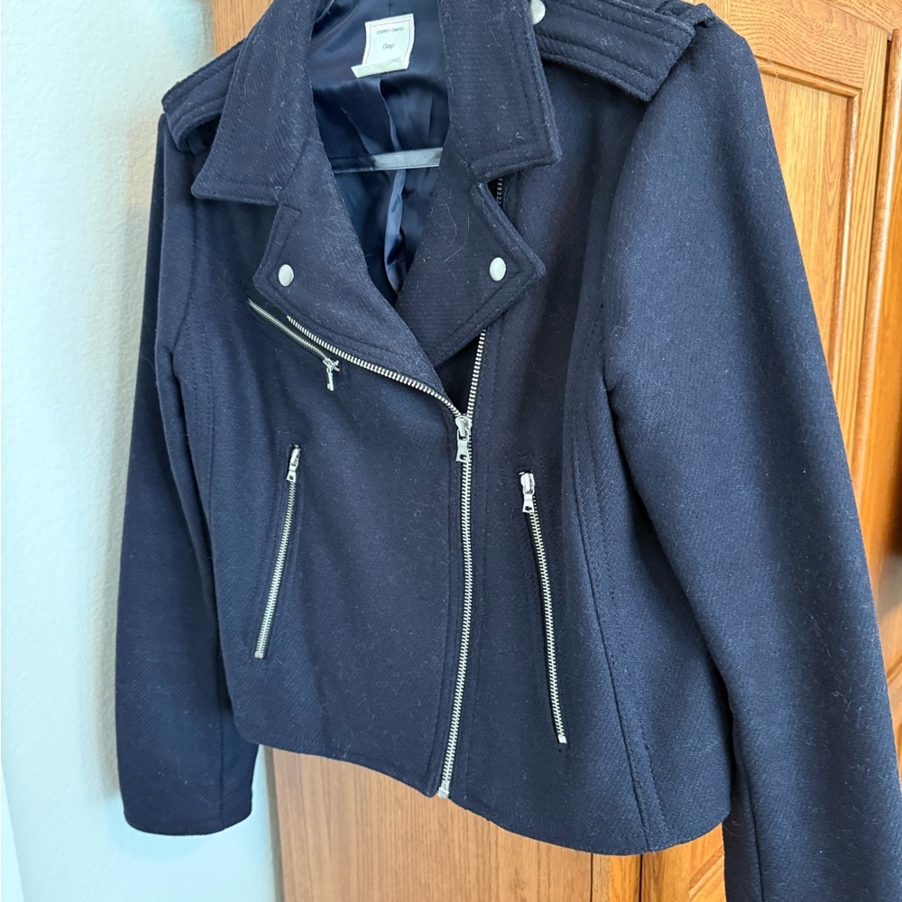 GAP Dark Blue wool Jacket with Silver Zippers